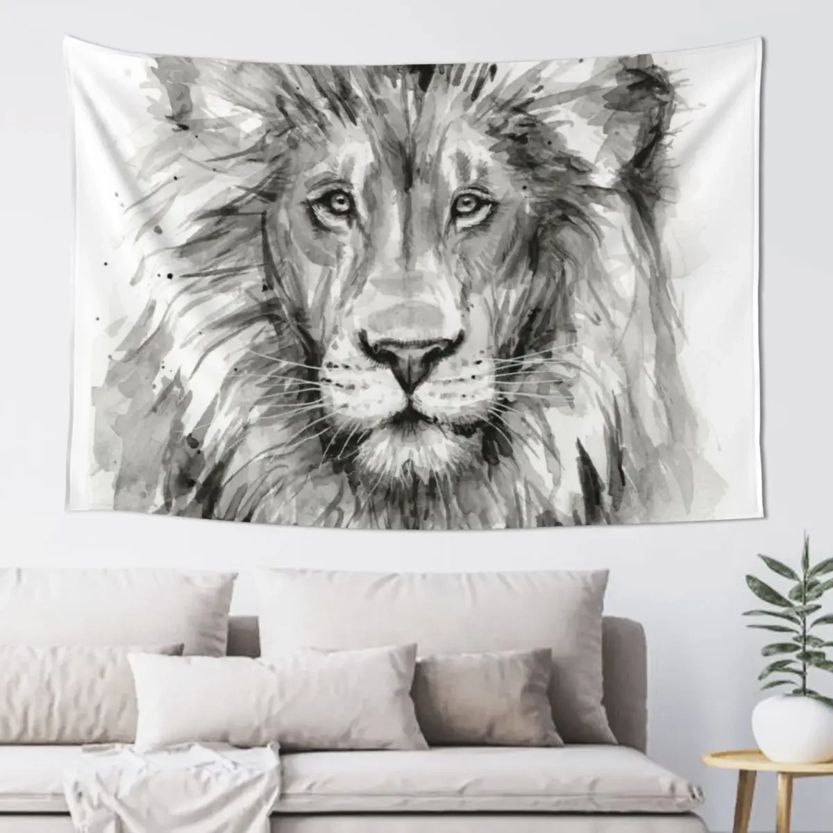 

Lion Watercolor Painting Tapestry Bed Room Decoration Aesthetic Room Decor Tapestry