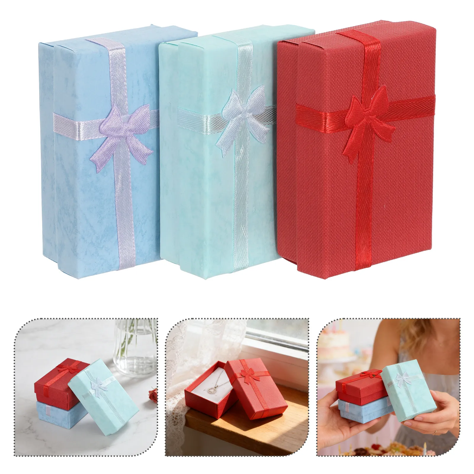 12Pcs Small Jewelry Boxes with Matching Satin Ribbon Bowknot Perfect for Travel Storage Gifting Birthday Christmas Wedding