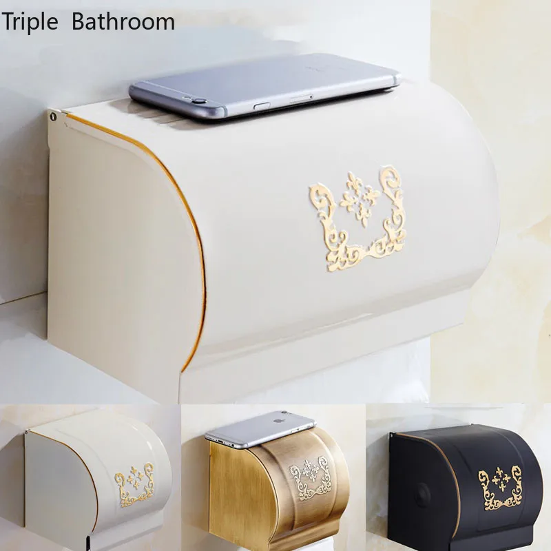 

Bathroom Space Aluminum Tissue Box Holder Punch-free Paper Towel Holder Shelf Household Restroom Roll Paper Storage Stand