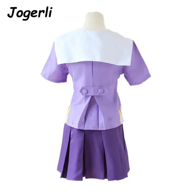Jogerli Anime Future Diary Mirai Nikki Gasai Yuno disfraces Cosplay traje de marinero uniforme escolar falda peluca mujer disfraz de Halloween