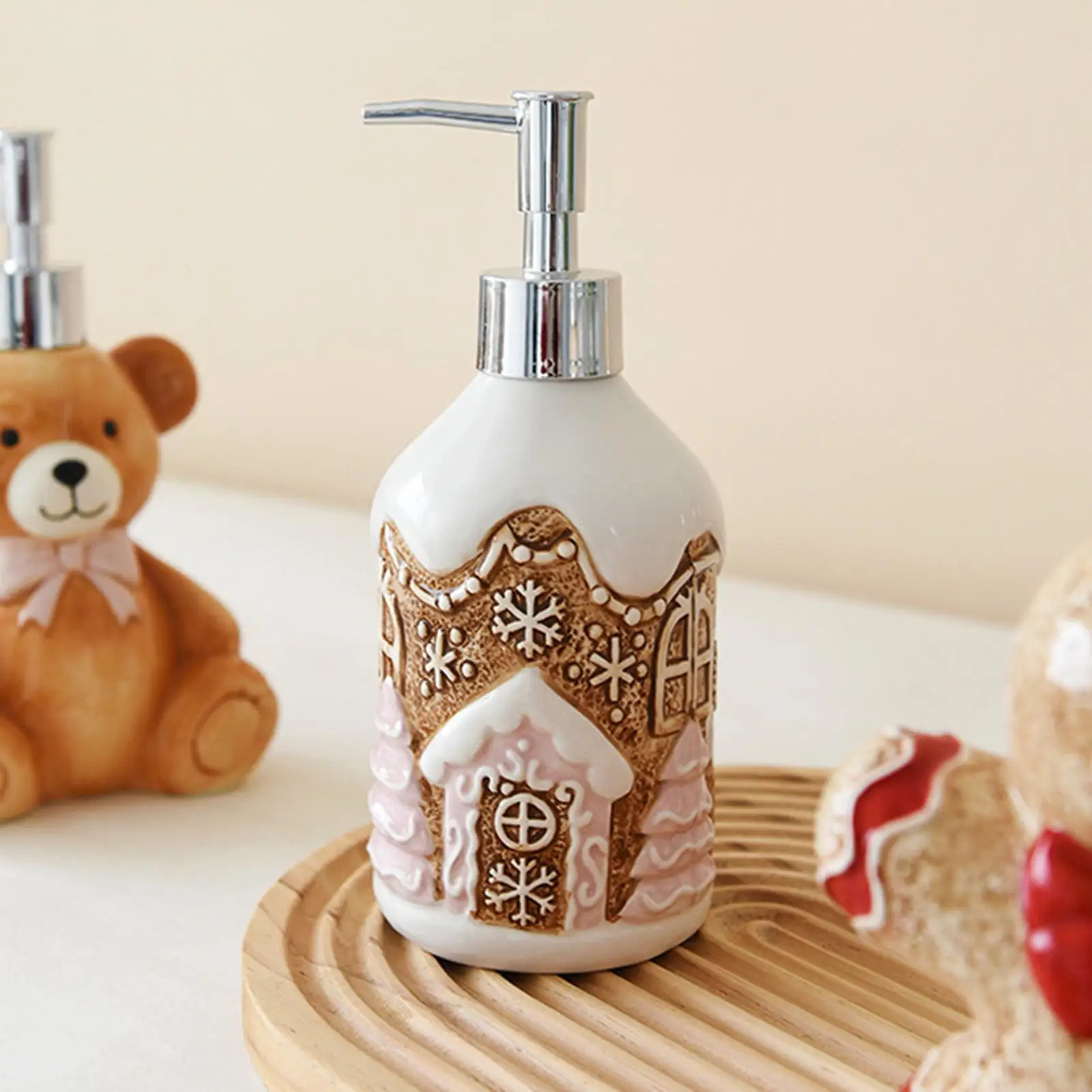 Christmas Soap Dispenser Refillable Lotion Bottle Christmas Decor Soap Dispenser for Party Home Kitchen Countertop Holiday