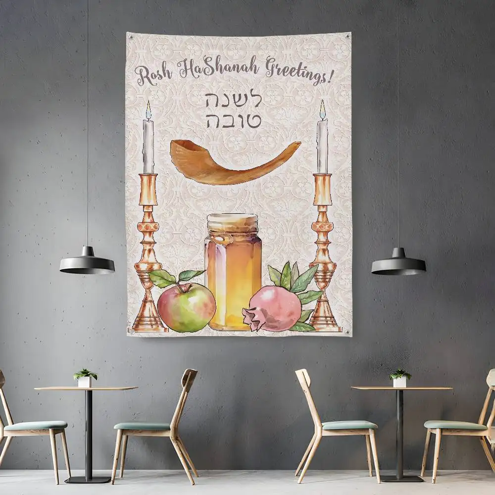 

Rosh Hashanah Cards Flag Room Bedroom Home&Outdoor Wall Hanging Concert Printed Background Decoration Art Banner
