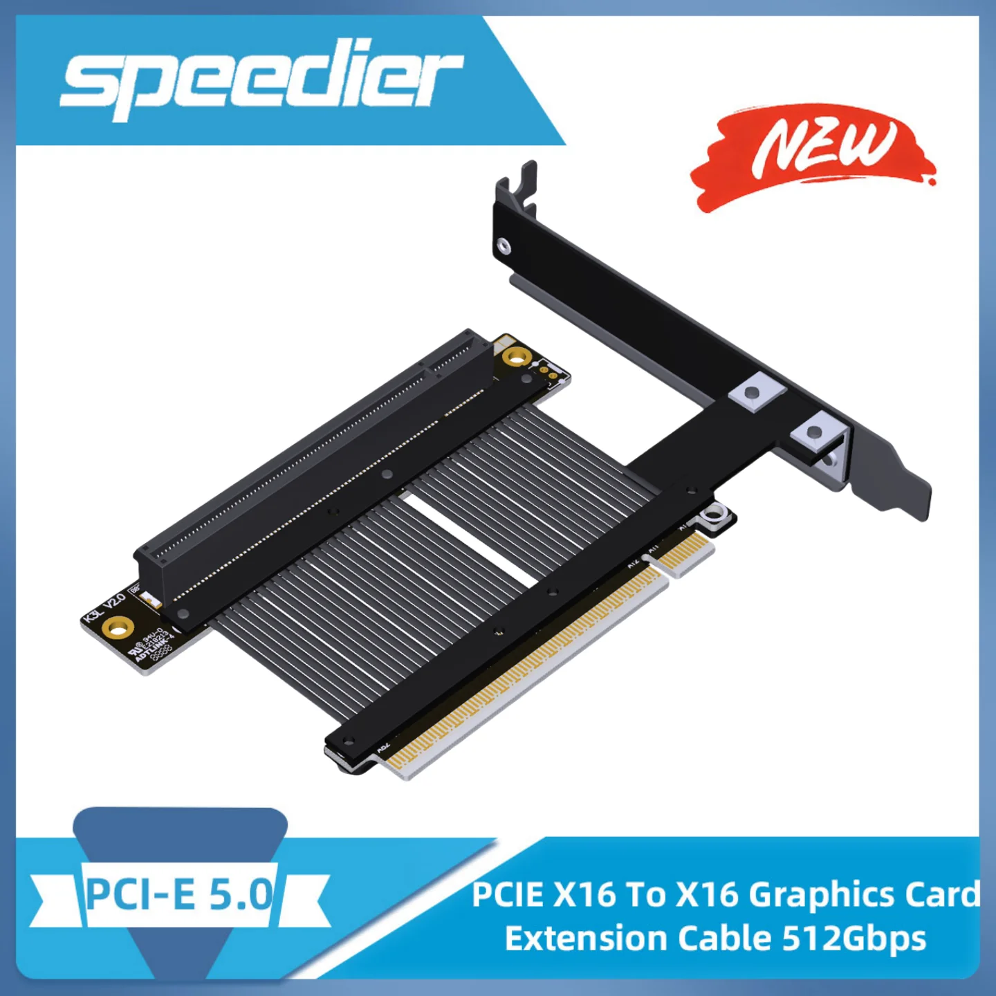 

2026 ADT Riser PCIe 5.0 X16 Dwarfed Gen5 Высокоскоростная видеокарта Мягкий удлинительный кабель с перегородкой для NVIDIA RTX50 AMD RX90xx