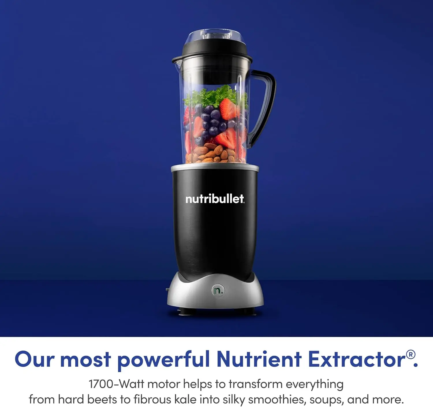 Персональный блендер RX для коктейлей, смузи, приготовления пищи и заморозки, 45 унций, 1700 Вт, черный (N17-1001)