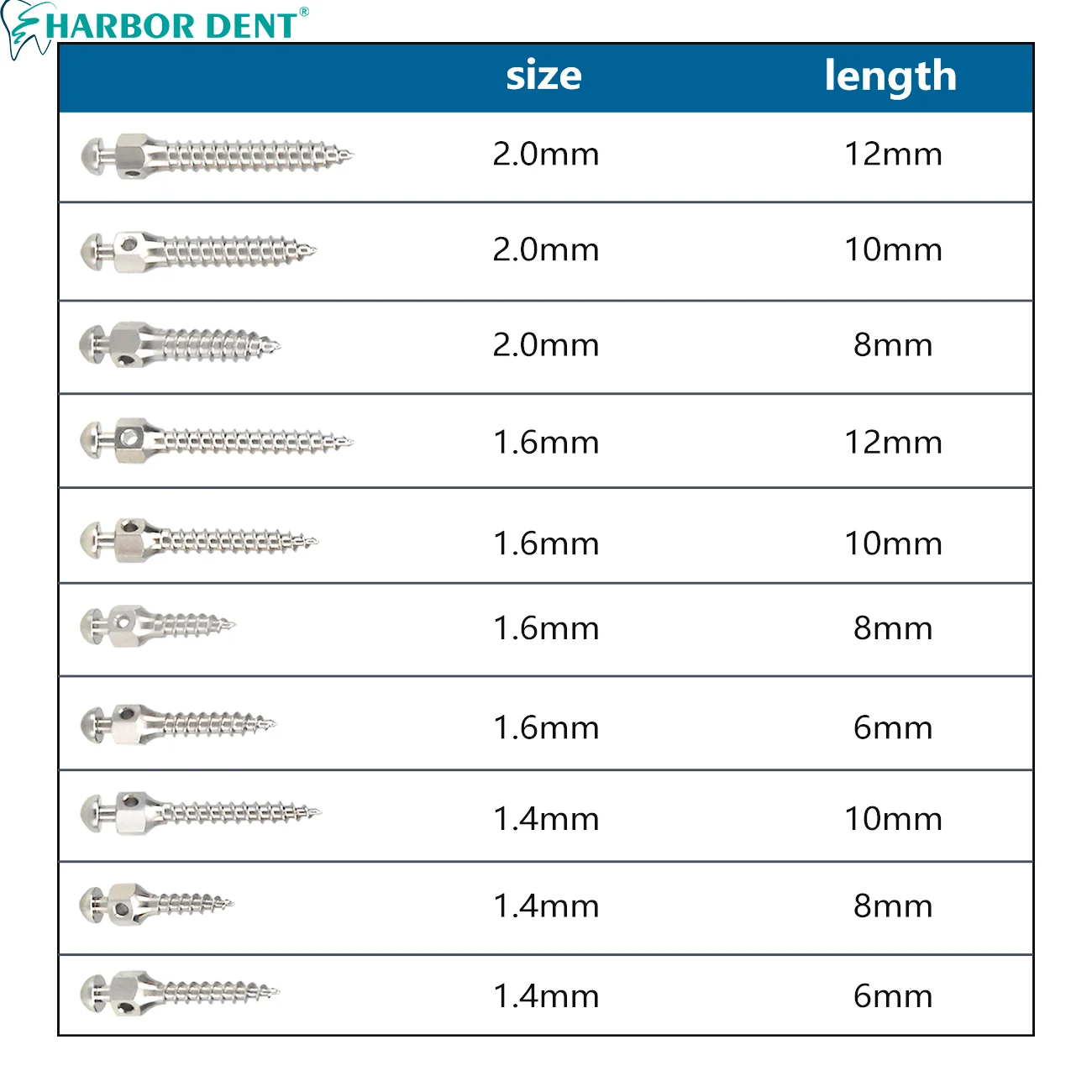 1Pc Micro impianti dentali vite di ancoraggio ortodontico 9 dimensioni Mini viti strumento di abbinamento per cacciavite a perno per canale radicolare dentista