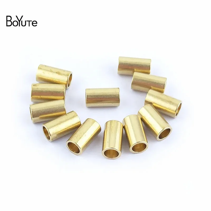 BoYuTe-Metal Brass Tube Spacer Beads, Acessórios de Jóias DIY, Materiais Handmade, 5.5x9.5mm, 100 Pcs Lot