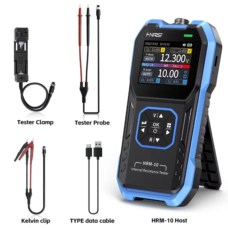 FNIRSI HRM-10 Hochpräziser Batterietester Innenwiderstands- und Spannungsmessung Sortierung Datenhaltefunktion Professionelle Werkzeuge