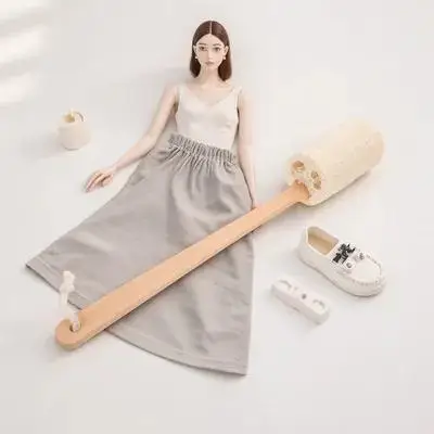 

Loofah Bath Sponge Brush Natural Wood Handle Long-Handle Body Cleaning Scrubber Exfoliating Shower Tool For Back Arms Legs