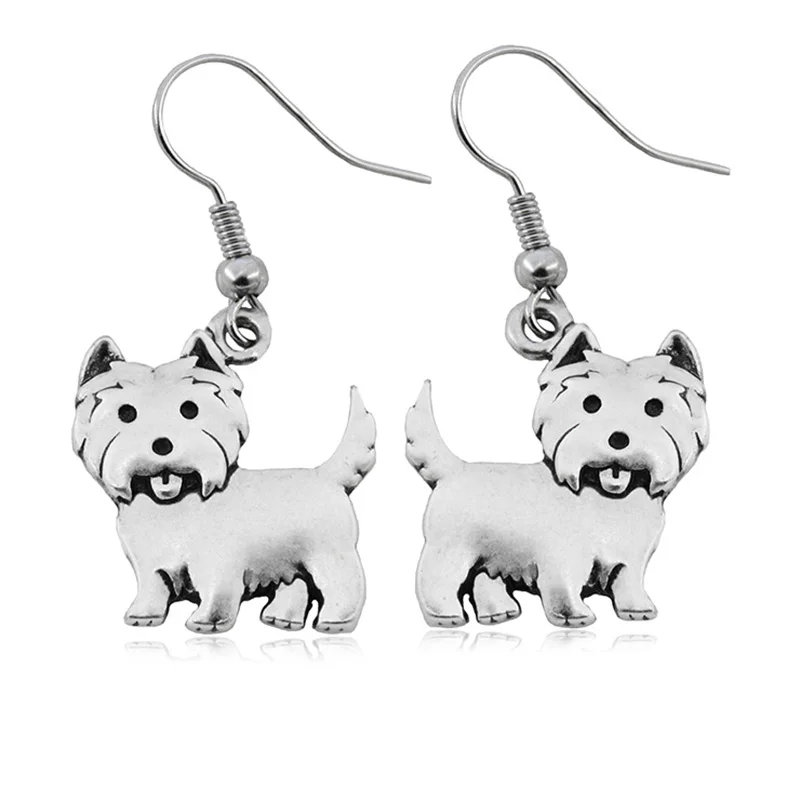 Hoạt Hình Dễ Thương Westie Chó Bông Tai Giọt Lớn Dài Tuyên Bố Hạt Tòn Ten Hoa Tai Nữ Earings Trang Sức Bé Gái Tặng Cho Người Yêu Thú Cưng 2021