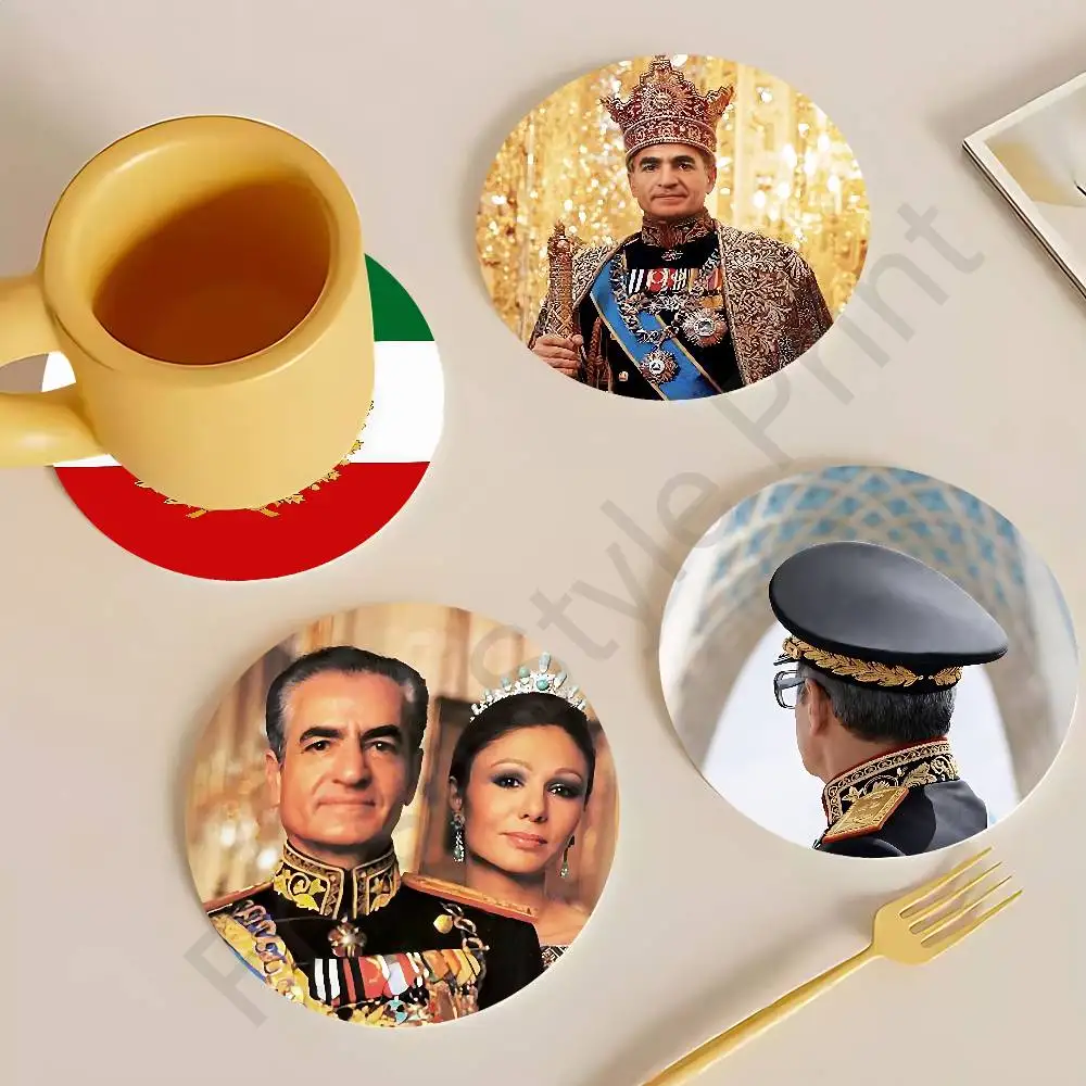 

King Mohammad Reza Shah Pahlavi Iran Round Wooden Coasters For Cute Design Suitable for Drinks Tea,Coffee Home Perfect Gift