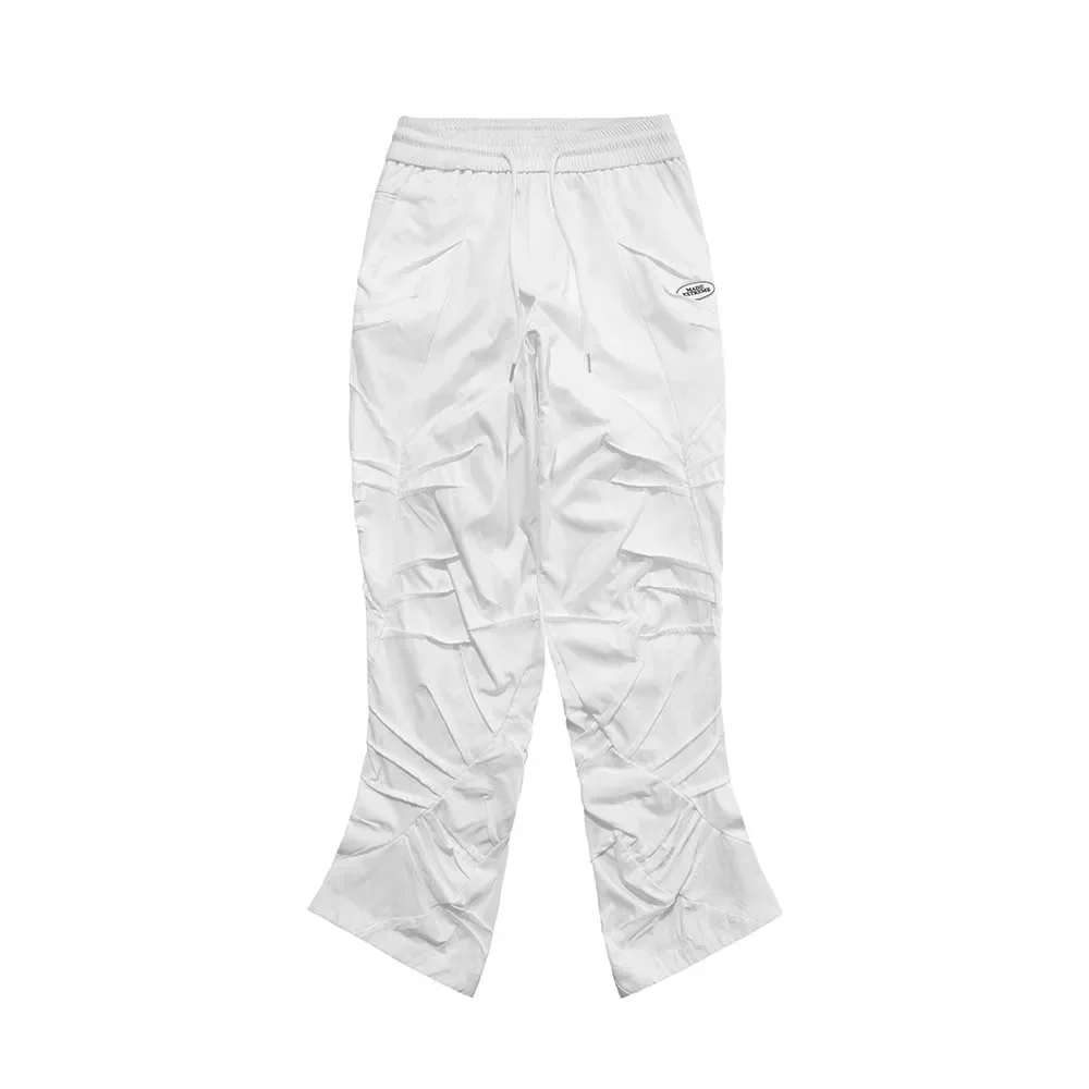 MADE EXTREME White Wrinkles Sweatpants Streetwear Lightweight Pants