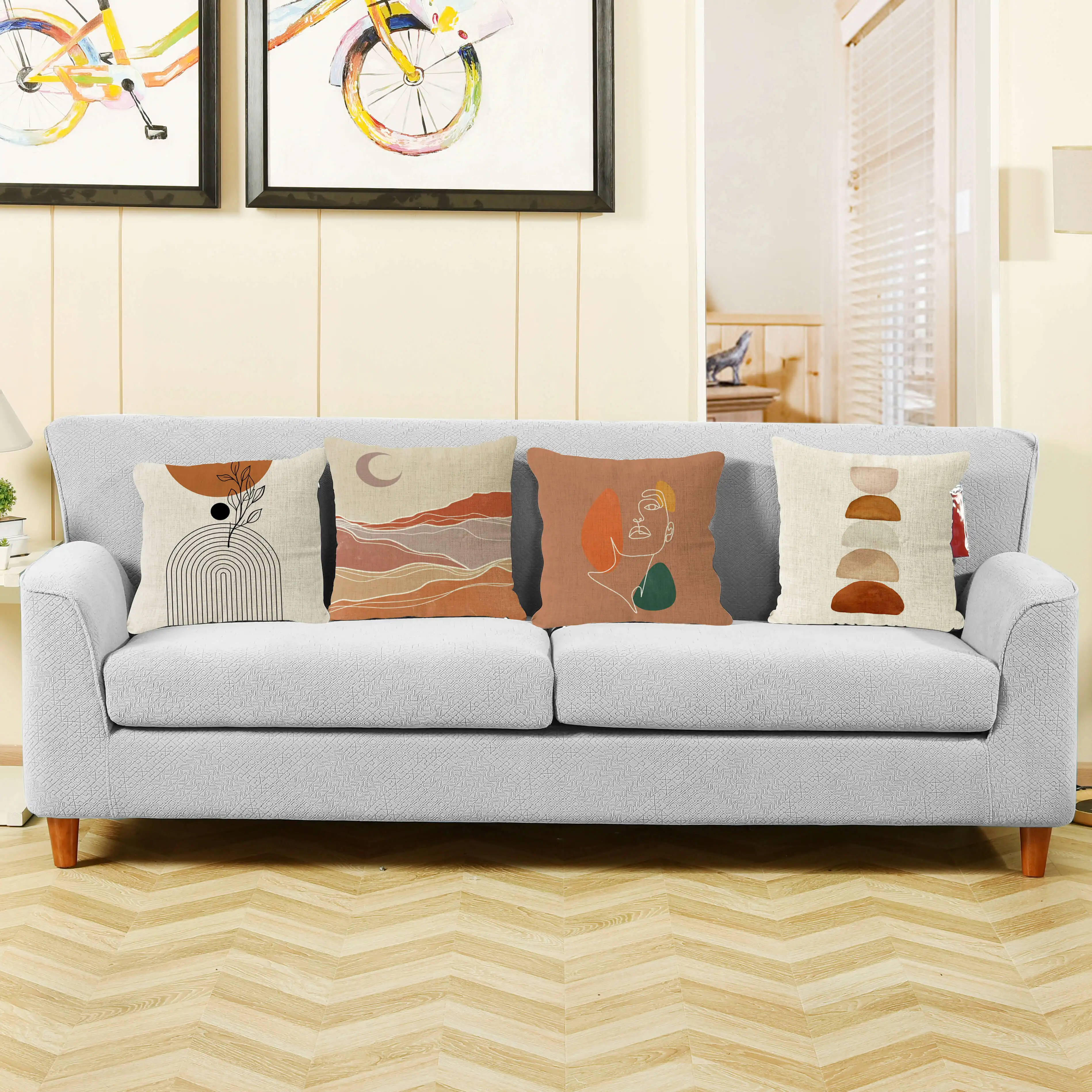 Home Decorative Boho Throw Pillow Cover Geometry Bohemia Sun Moon Leaf Linen Pillow Case Living Room Office Decor Sofa Cushion