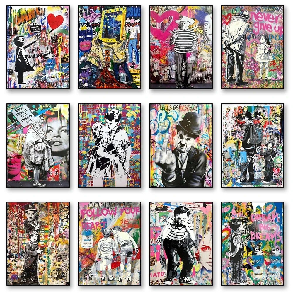 Banksy Graffiti Pop Art Canvas Painting Nordic Wall Art Pictures For Modern Living Room Abstract Cuadros Decor Aesthetic