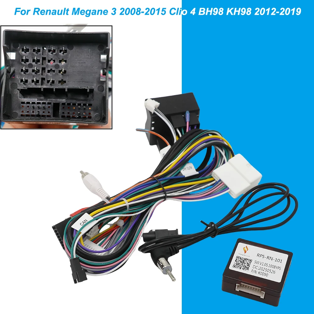 16 Pin Canbus Box Adaptor For Renault Megane 3 2008-2015 Clio 4 BH98 KH98 2012-2019 With Wiring Harness Cable Android Car Radio