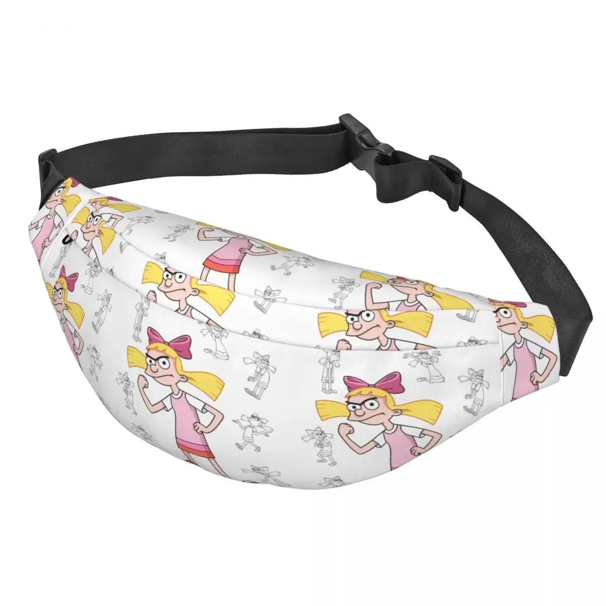 Custom Casual Hey Arnold Fanny Pack Women Men Helga Pataki Cartoon Animated Sling Crossbody Waist Bag Cycling Phone Money Pouch