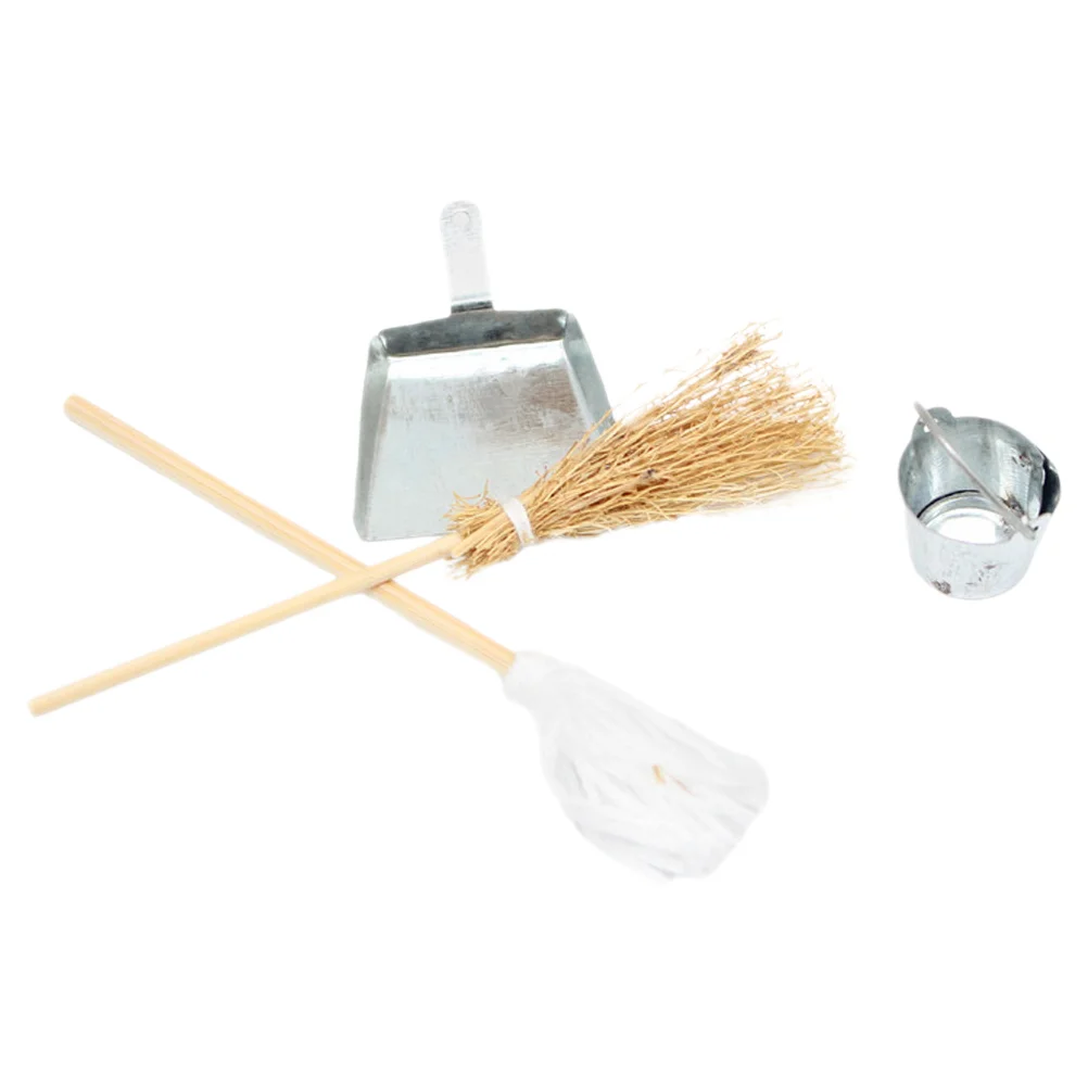 

House Broom Mini Accessories Figurines Model Dolls Cleaning Tools Mop Wood Kit Furniture Whisk