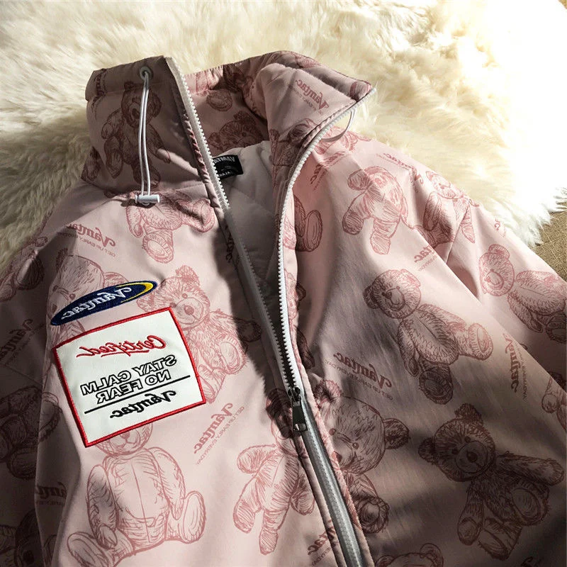 

Утепленная толстовка оверсайз с принтом медведя, свободного кроя, с капюшоном, в корейском уличном стиле, для повседневной носки, с длинными рукавами