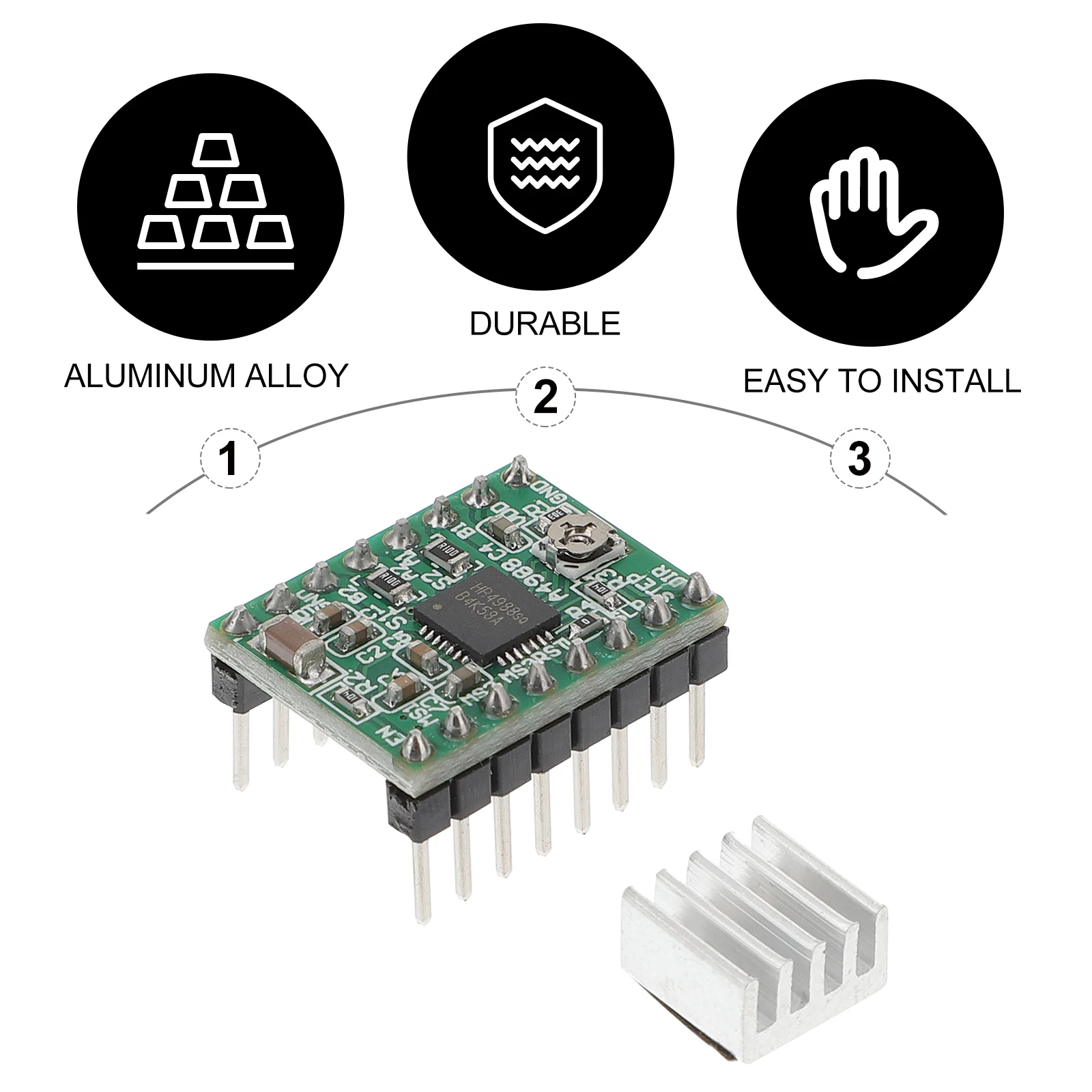 

5pcs A4988 Stepper Motor Module Printer Step Direction Control Adjustable Current Protection Short Circuit Ground Fault 3D