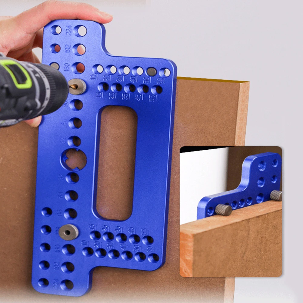 For Wardrobe Door Cabinet Positioner Drill Guide Sleeve Aluminum Alloy Pocket Jig Woodworking Wood Door Handle Locator Puncher