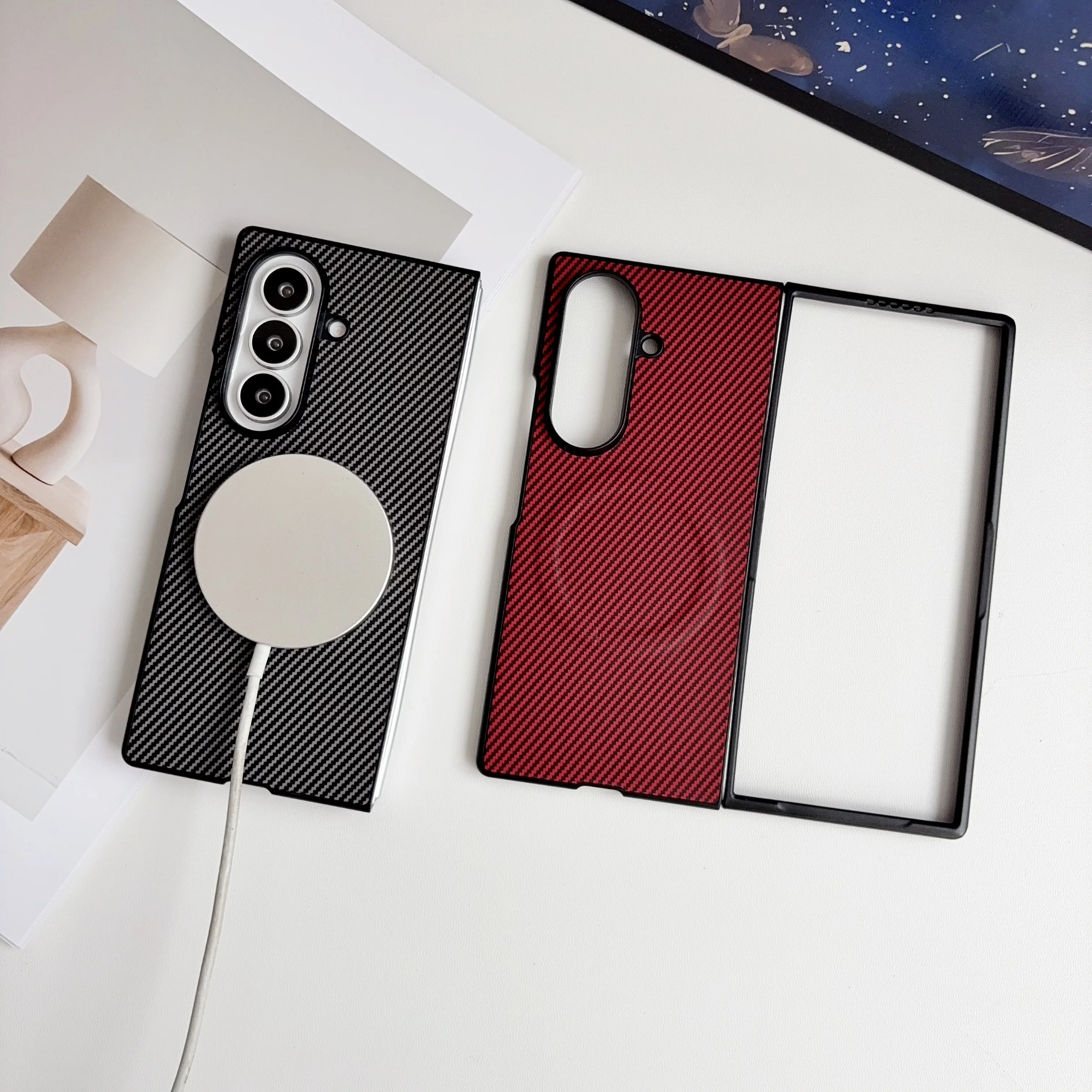 For Samsung Galaxy Z Fold8 For Magsafe Charge Leather Texture Wireless Charging Magnetic Case For Galaxy Z Fold 8 Phone Cover