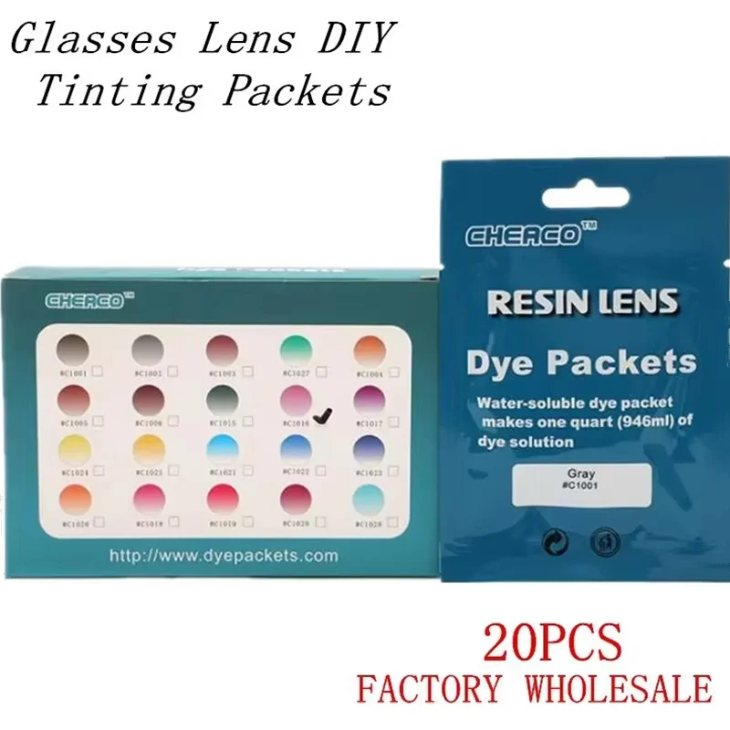 20PCS Mixed Sunglasses Lens Tinting Powder Packets for HTC UC Resin Eyeglasses Smart Dye Solution Wholesale Mixed Colors