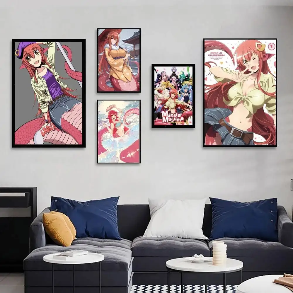 Anime M-Monster Musume Poster Art Sticky Wall Waterproof Home Living Room Bedroom Bar Aesthetic Decoration