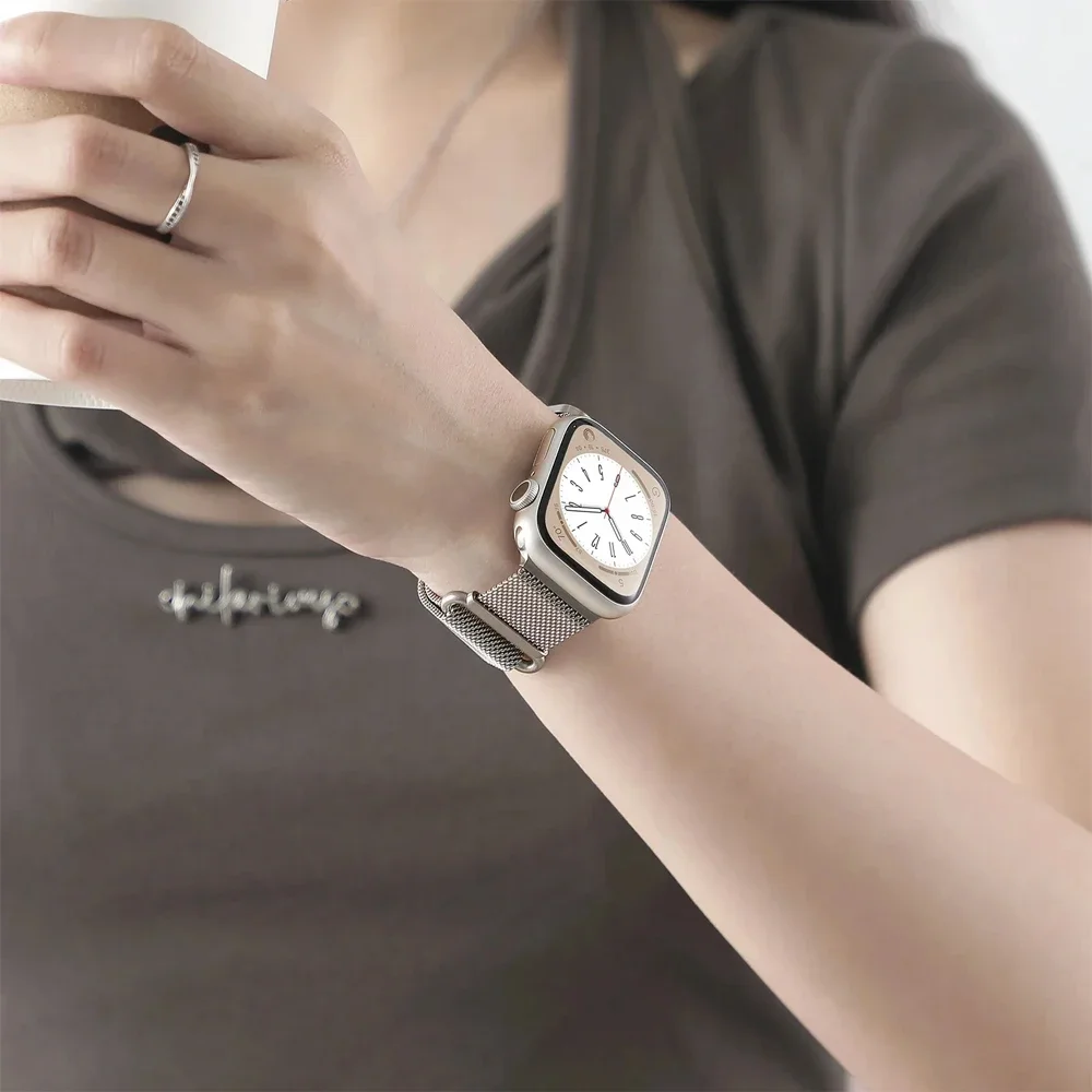 Магнитный ремешок для часов Apple, ремешок 45 мм, 44 мм, 49 мм, 3844 мм, 42 мм, 41 мм, 40 мм, браслет correa iWatch series 9 8 7 6 5 4 3 SE Ultra