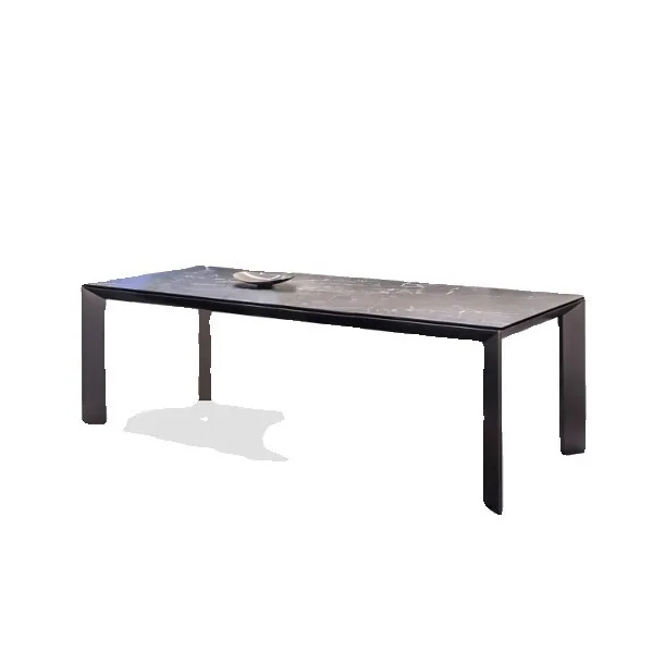 Customizable Black Stainless Steel Slate Dining Table