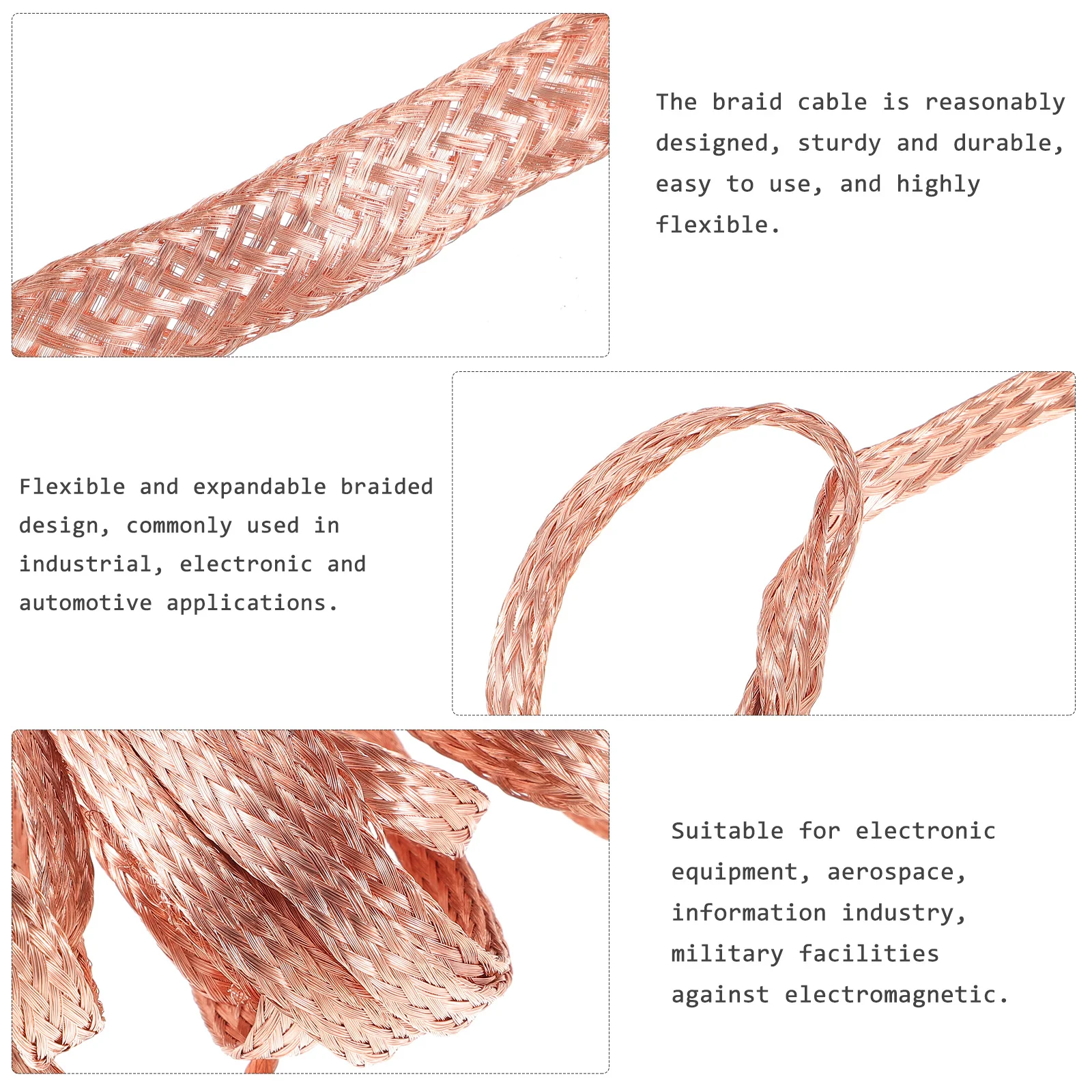 

Copper Braided Cable Ground Strap For High Voltage Devices Industrial Electronic Automotive Applications Copper Braid Wire