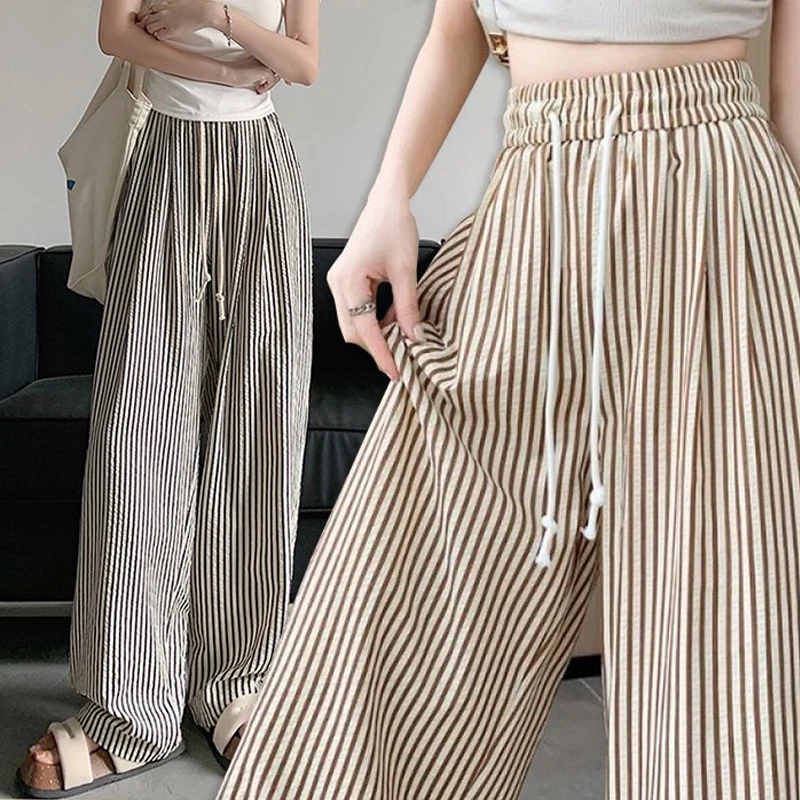 Striped Seersucker Cooling Banding Pants 3Color/Summer Body Cover Banding Wide Seersucker Pants