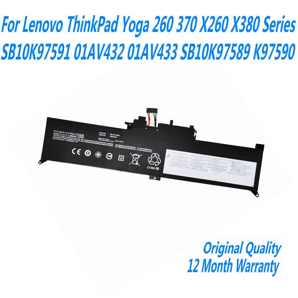 Batería 00HW026 00HW027 para ordenador portátil, accesorio para Lenovo ThinkPad Yoga 260 370 X260 X380 SB10K97591 01AV432 01AV433 SB10K97589 K97590,