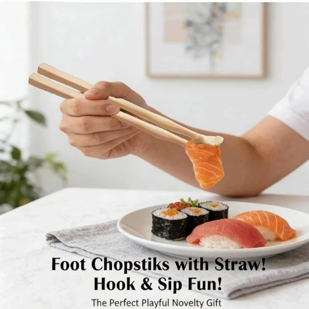 Novelty Foot Design Chopsticks Funny 3D Printed Wooden Utensils Creative Tableware Prank Gift for Noodles Sushi Kitchen Decor