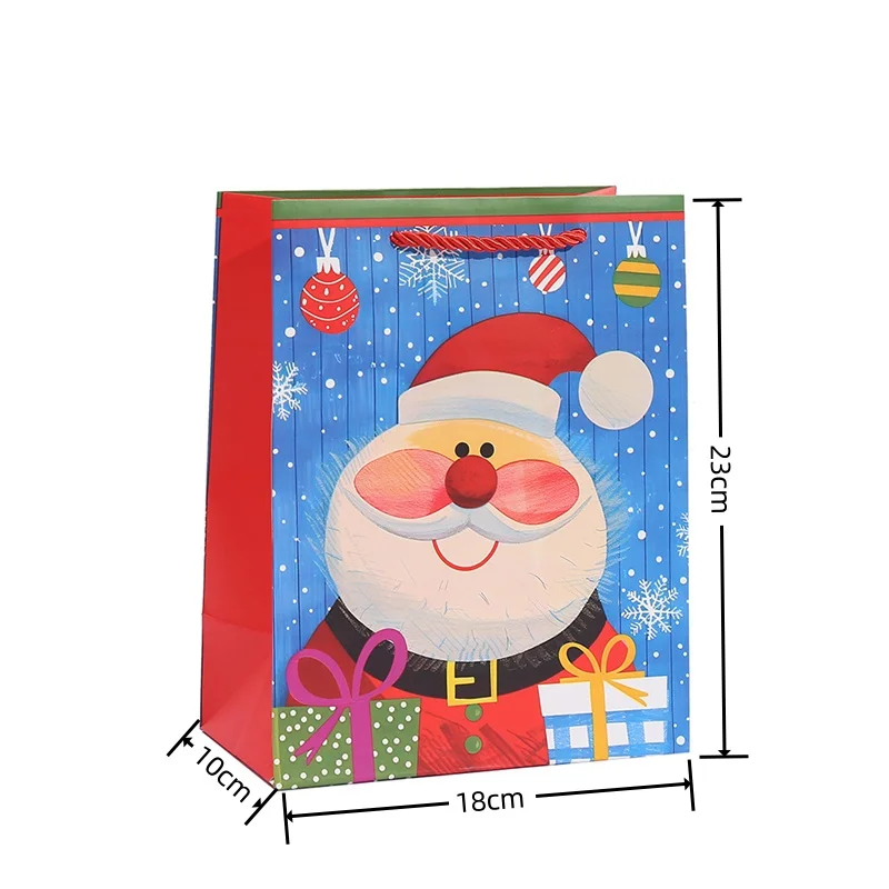 StoBag 12pcs New Merry Christmas Gift Tote Bags Cardboard Santa Claus Candy Packaging Storage Pouches Birthday Party Favors