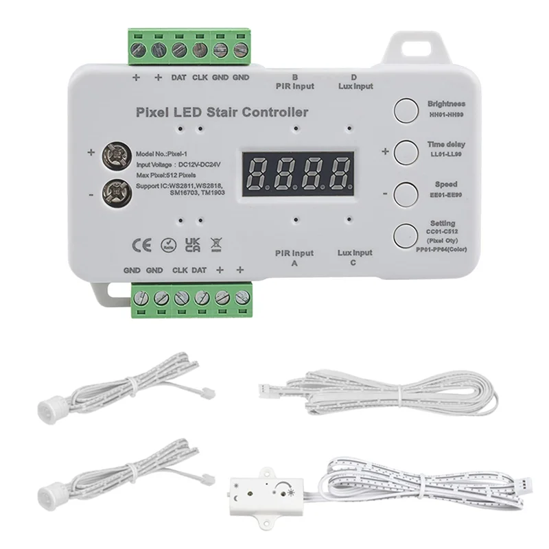 AF90-مستشعر حركة LED درج بكسل أضواء تحكم RGB LED تحكم مع ضوء النهار الاستشعار درج الإضاءة تحكم دائم