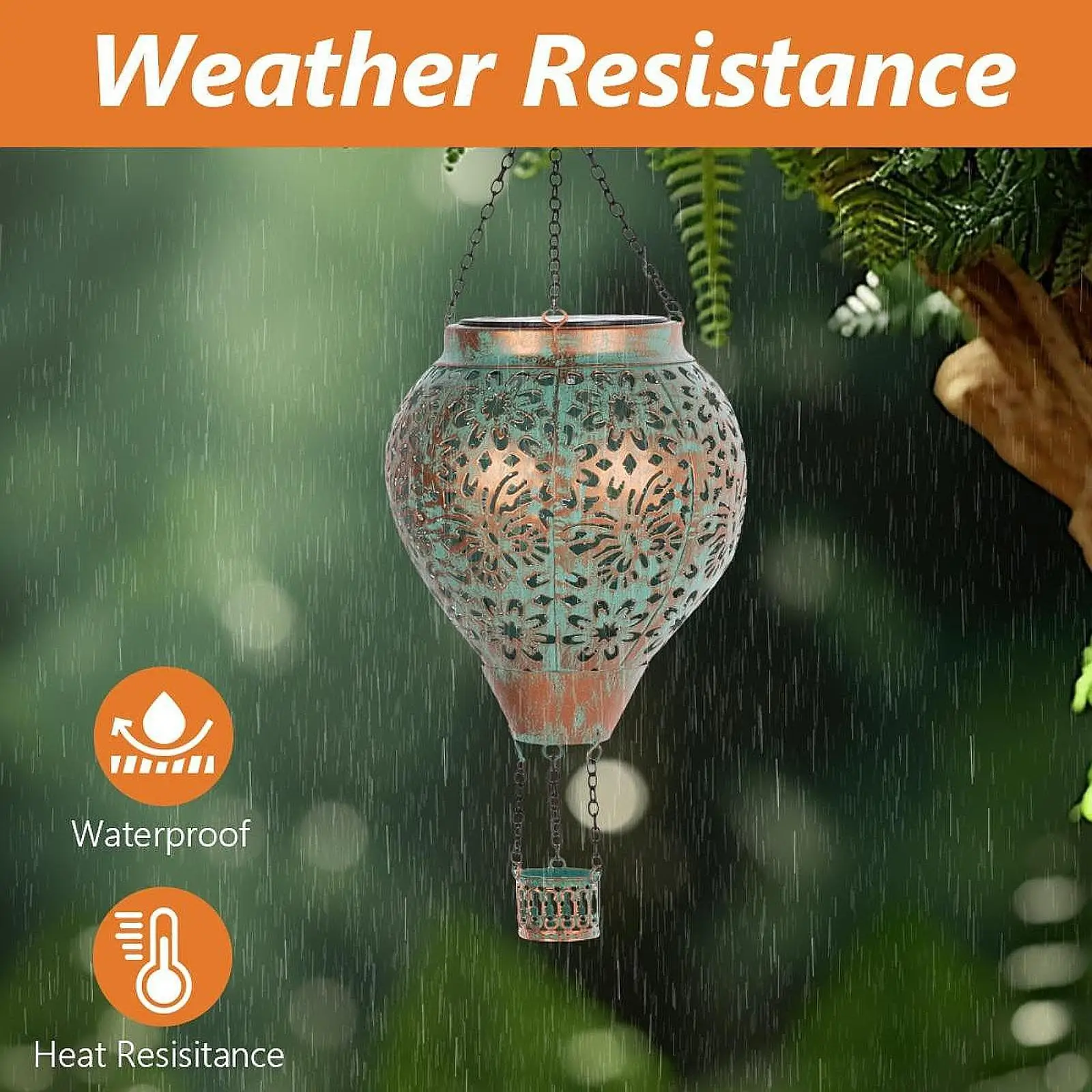 

Outdoor Solar Hot Air Balloon Hanging Lantern Multipurpose Garden Decoration