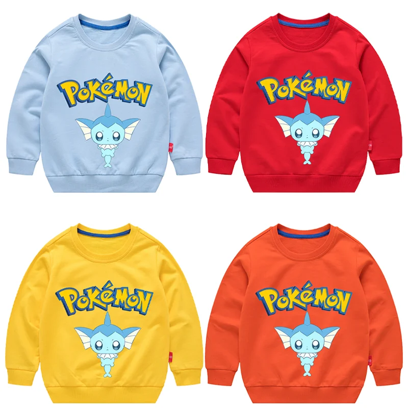 

Популярная детская куртка с длинными рукавами и круглым вырезом с рисунком аниме Eevee Vaporeon для мальчиков и девочек, удобная и мягкая