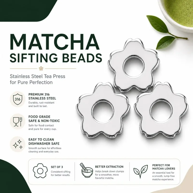 Cherry Blossom Stainless Steel Matcha Sifter with Ultra-Fine Mesh Prevents Clumps Ensures Silky Smooth Matcha for Latte Baking