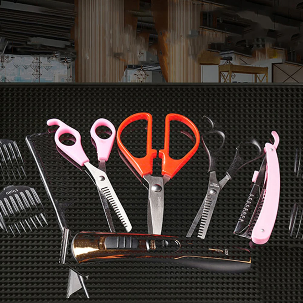 

2pcs Hairdressing Tool Storage Pad Large Capacity Non Slip Silicone Salon Countertop Mat Barber Shop Organization
