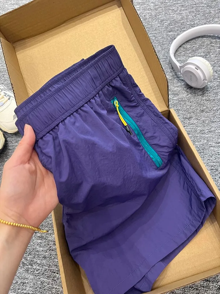 

Outdoor Sports Quick Dry Zipper Shorts American Style High Waist Straight Leg Pants Summer Casual High Waist Trousers