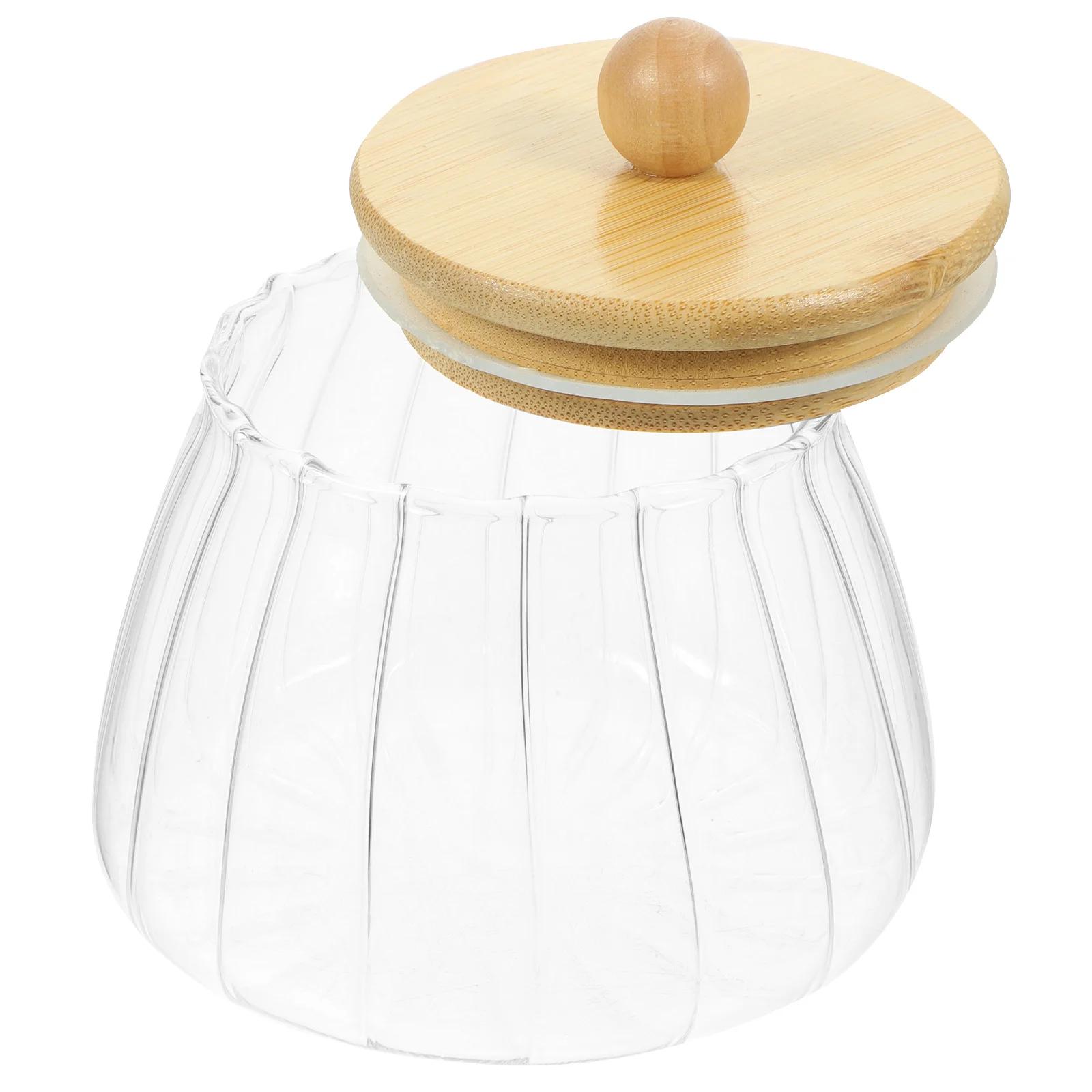 

Glass Canister Food Storage Jar with Bamboo Lid Airtight Seal for Coffee Tea Sugar Kitchen Use Glass Containers