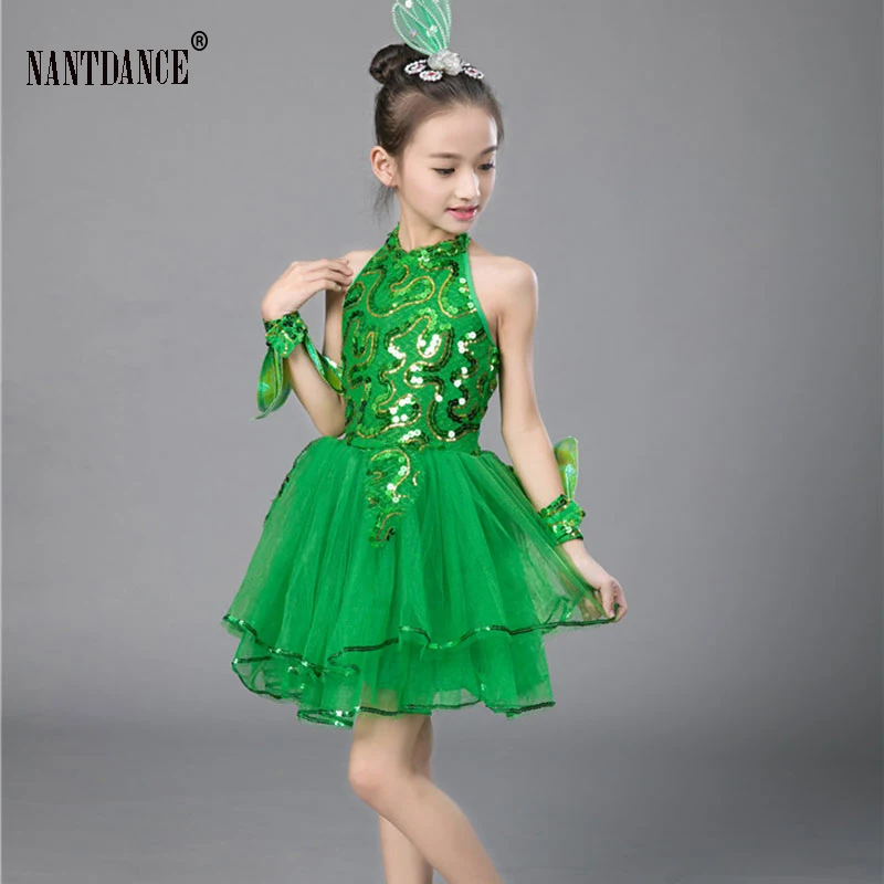 Vestido de balé para meninas, vestido de princesa infantil, roupa de dança moderna infantil, trajes tutu, lantejoulas