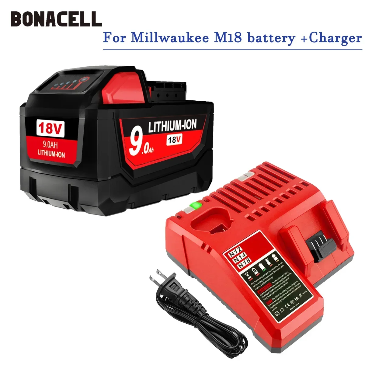 Batería de litio para Milwaukee 48-11-1852 M18, batería de Capacidad extendida de 6,0 Ah para Milwaukee 48-11-1850 48-11-1840, herramientas eléctricas inalámbricas