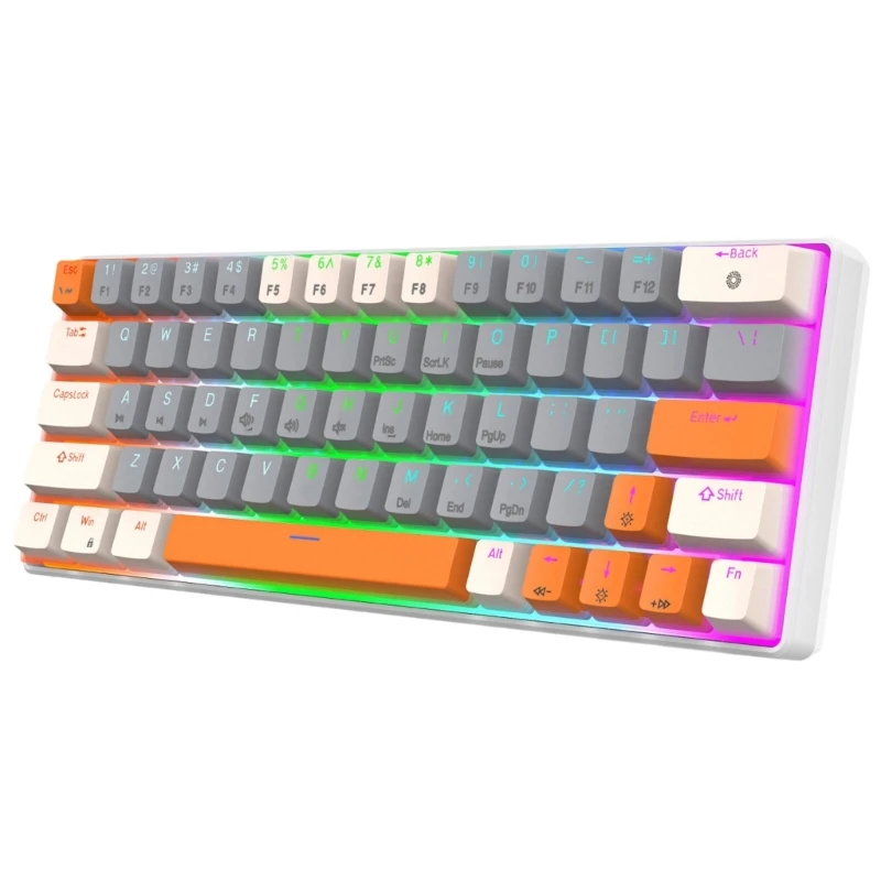 

V500 63Keys Gaming Mechanical Keyboards Double Shots Keycaps Keyboard Ergonomic USB TypeC Connection for Various Devices