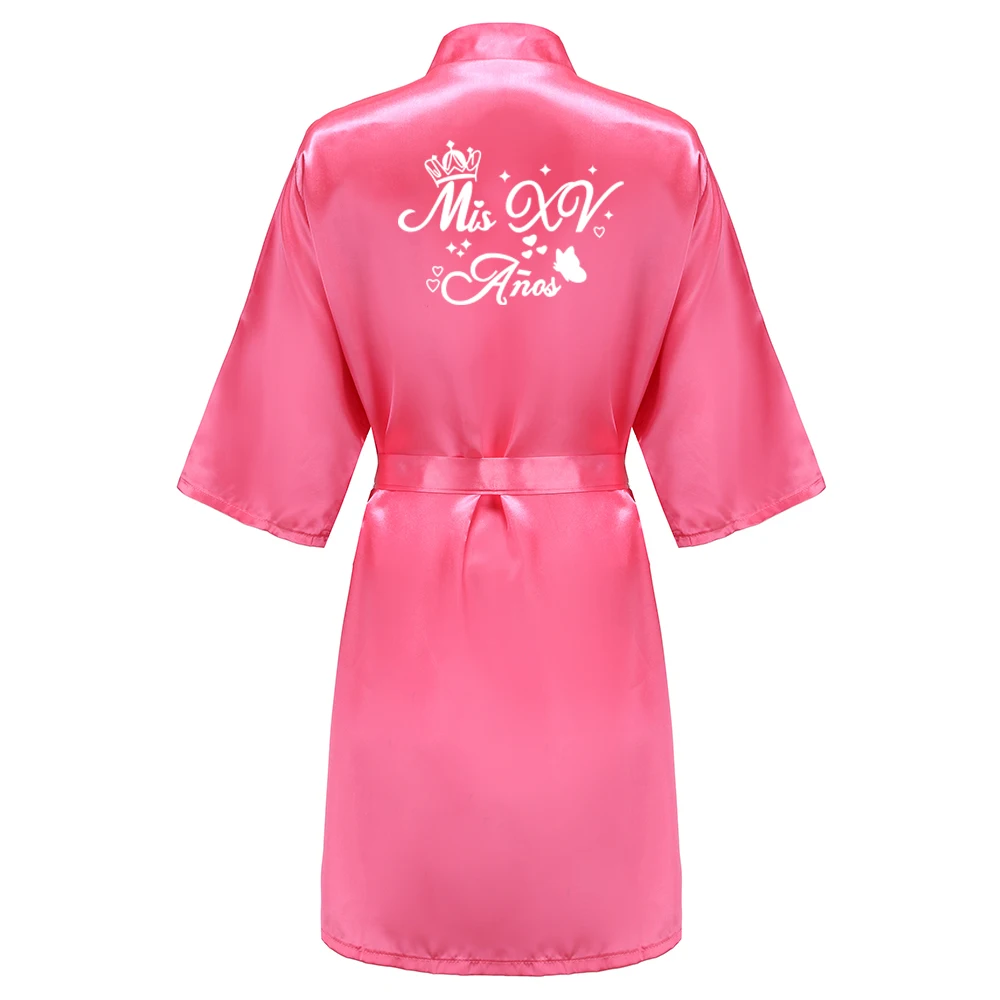 Mis15 Años Robe 15 Years Girl Birthday Party Robes Quinceanera Robe Mis XV Bathrobe Silkly Nightgown image 6