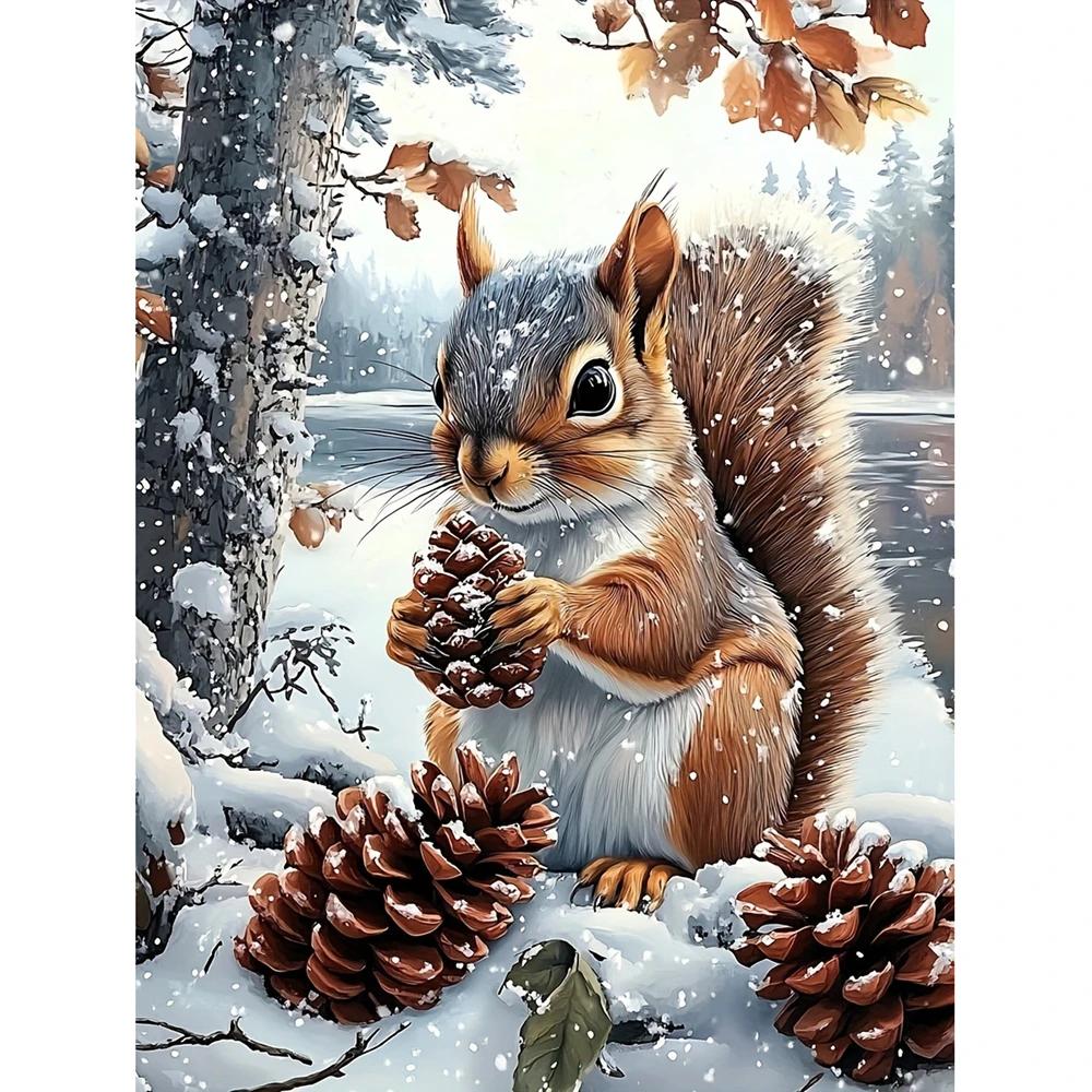 Eichhörnchen Schnee Diamantmalerei Neuheiten Vollrunde Diamant-Mosaik Komplettset Dekoration