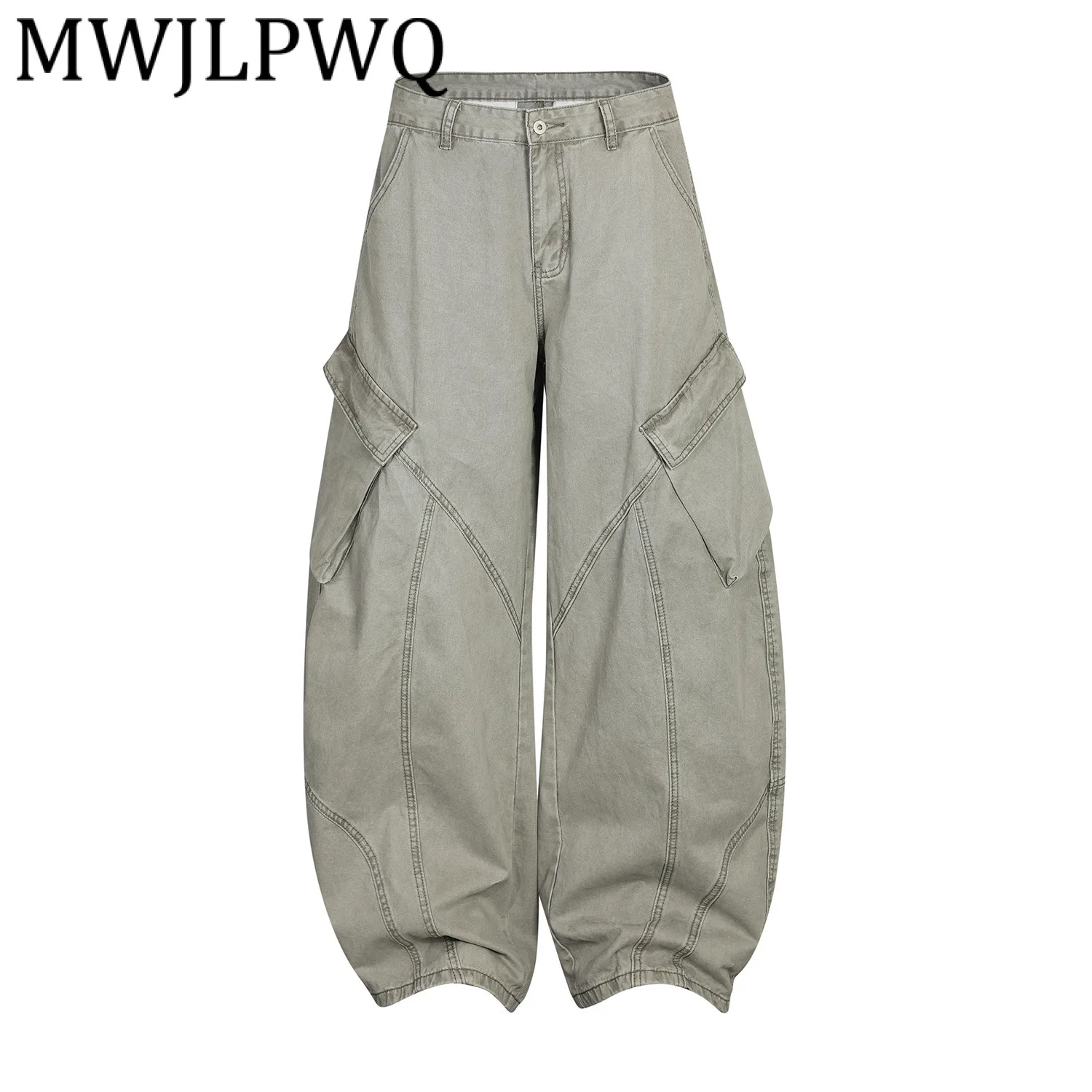 MWJLPWQ Modish 2025 Autumn New American Street Simple Loose Structure Scimitar Casual Pants Fashion Men's Spliced Trousers 21644