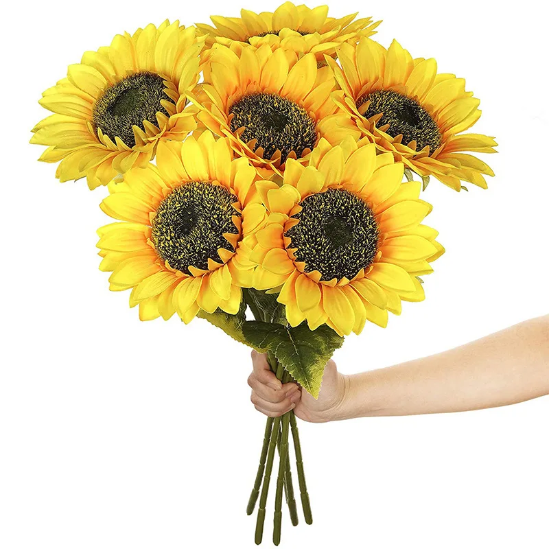 1/3/5pc Sunflower Artificial Flowers Bouquet Realistic Outdoor Garden Autumn Decoration Home Floral Arrangement Wedding Decor