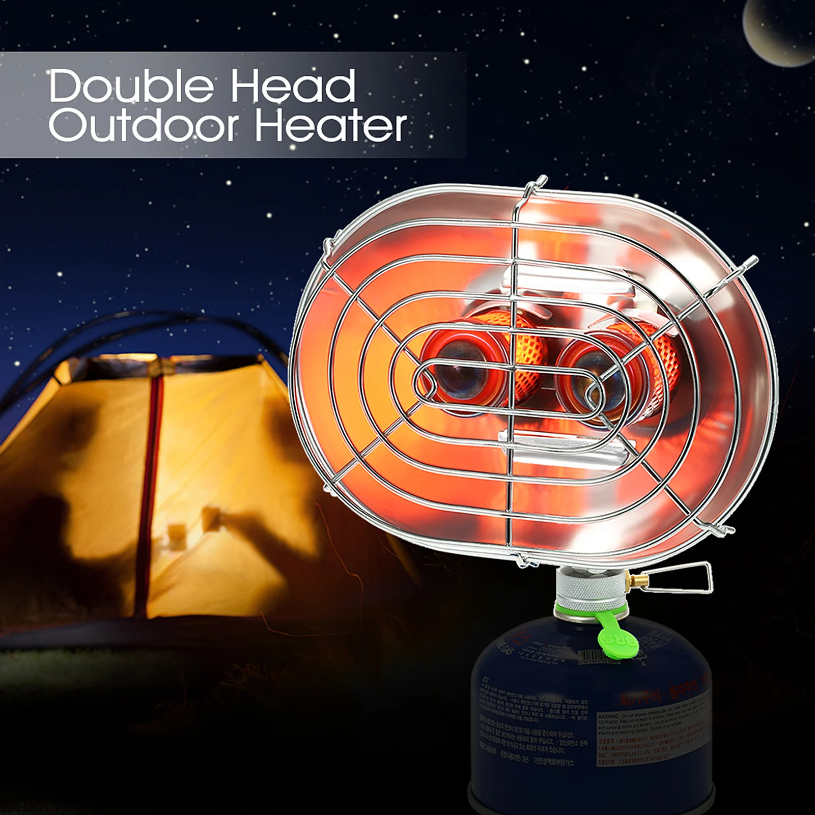 

Tomshoo Heater Double Head Outdoor Heater Portable Infrared Ray Camping Heating Stove Warmer Heating Gas Stove with Gas Adapter