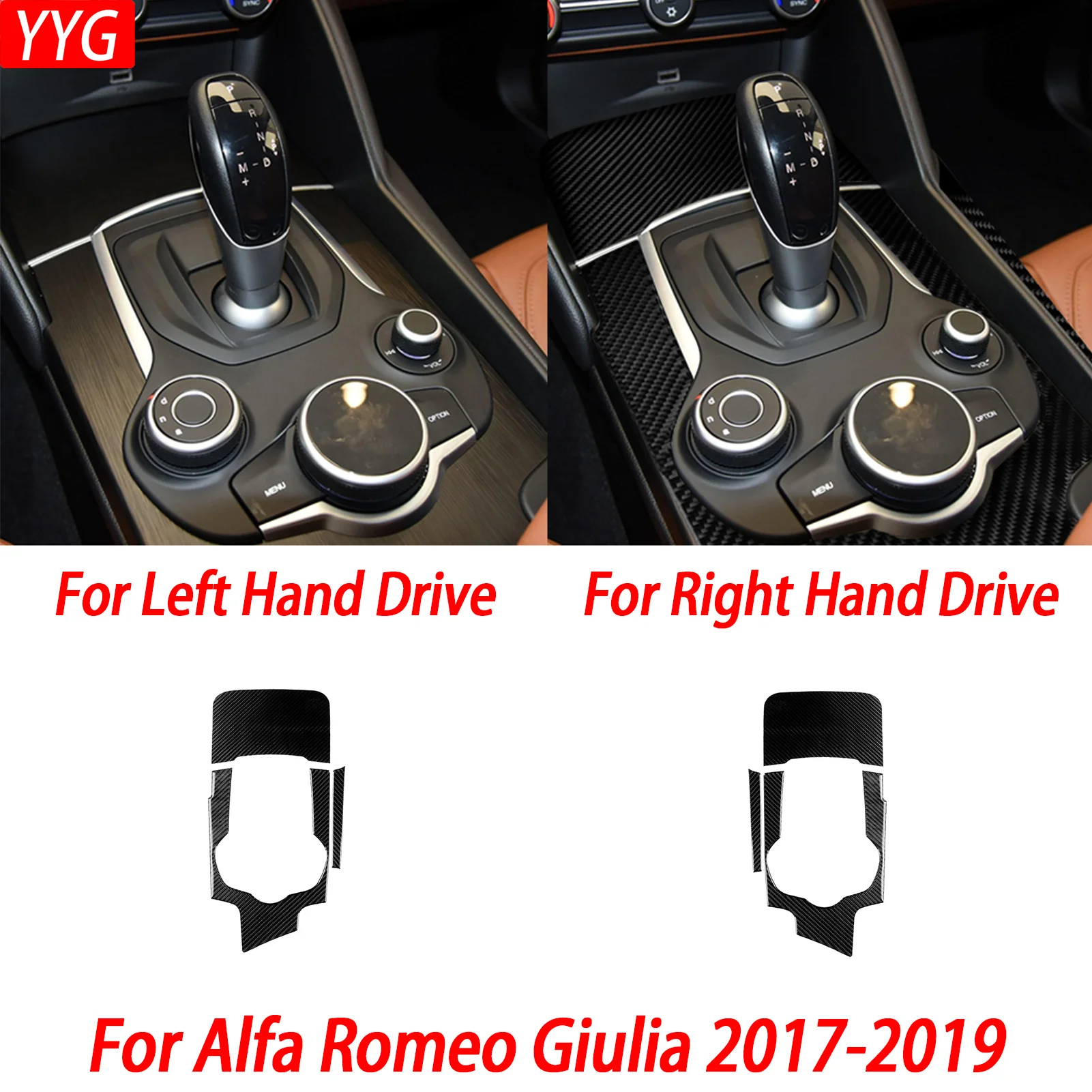 Real Carbon Fiber Style Interior Accessories Stickers Car Shift Knob Frame Panel Cover Trim For Alfa Romeo Giulia 2017 2018 2019