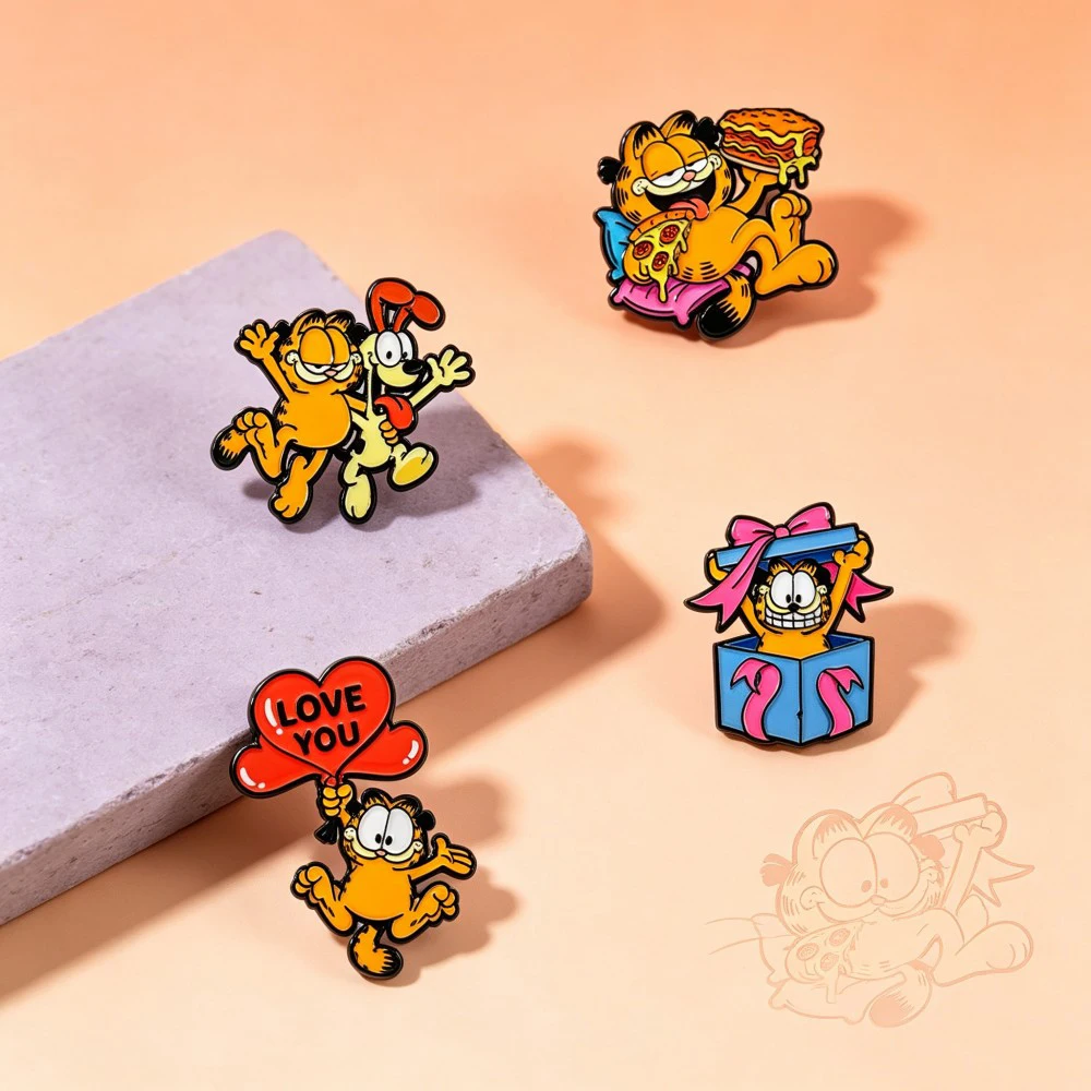4 Stück Niedliche Orange Katzen-Anime-Broschen, Lustige Anstecknadeln für Rucksack, Jacke, Kleidung, Dekoration, Geschenk – Detail 4